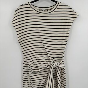 Miou Muse Jersey Dress‎ Women's Small Black White Striped Tie Waist Sleeveless